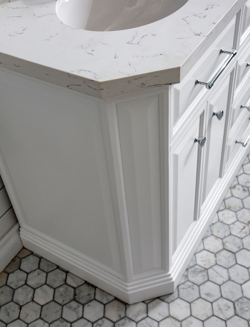 Palace 60 In. Double Sink Carrara Quartz Countertop Bath Vanity in Pure White with Chrome Hardware