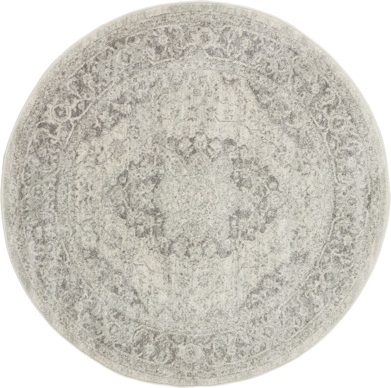 HomeRoots Floral Medallion Distressed Round Rug image number 0