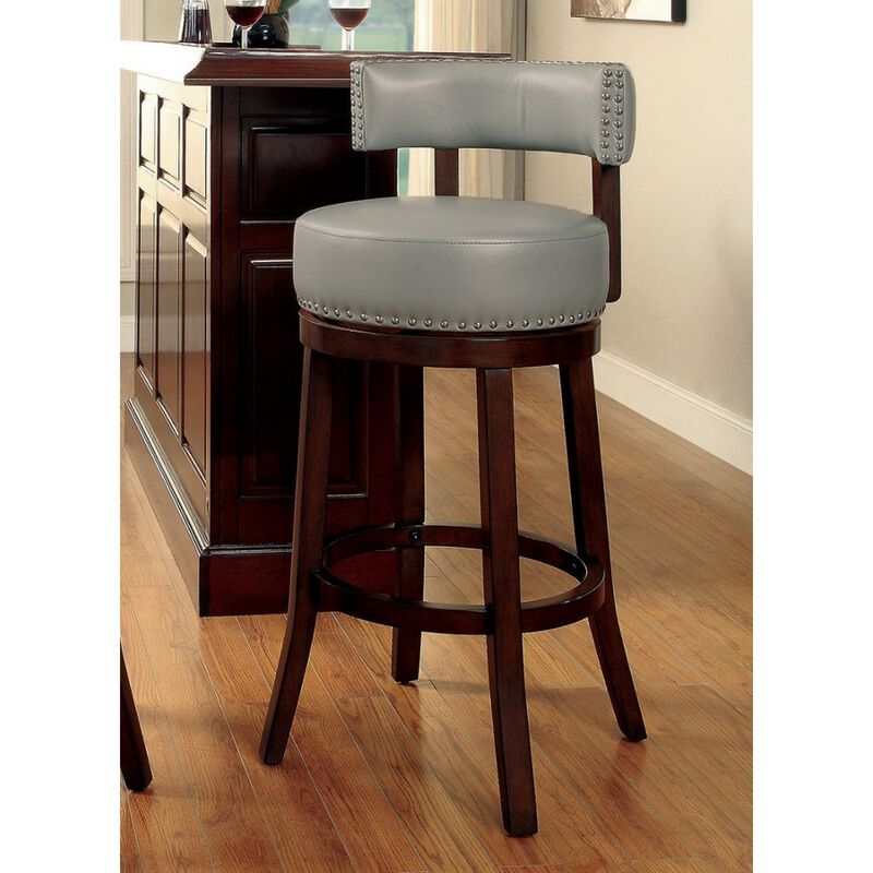 Shirley Contemporary 29" Barstool With pu Cushion, Gray Finish, Set of 2