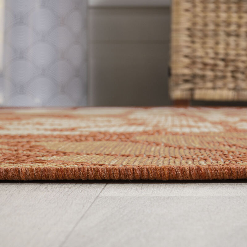 Zinnia Modern Floral Textured Weave Square Indoor/Outdoor Area Rug