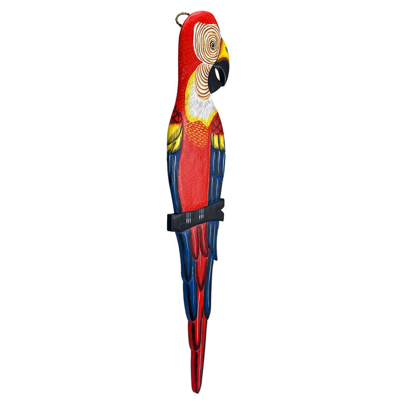 Wood Parrot Wall Decor 38" Hand-Carved Macaw Sculpture Tropical Bird Art image number 1