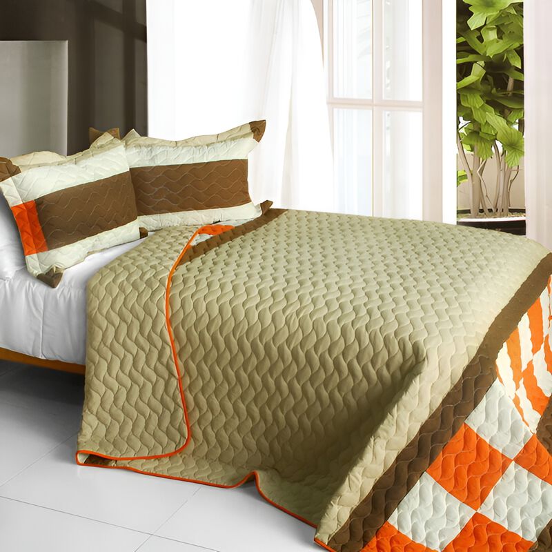 Frenzied Night Patchwork Quilt Set 3 Piece Queen Quilted Soft Bed Cover Set image number 0