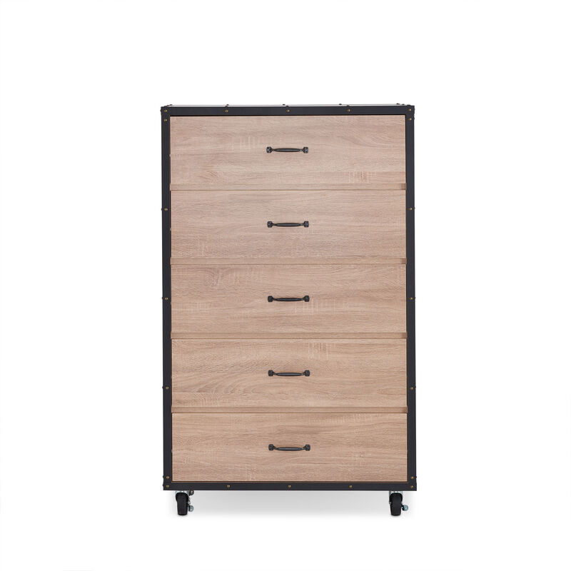 Modern Wooden Dresser with Five Drawers for Clothes Storage