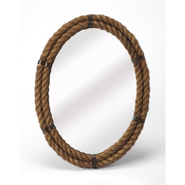 Butler Specialty Darby Oval Rope Wall Mirrored, Light Brown