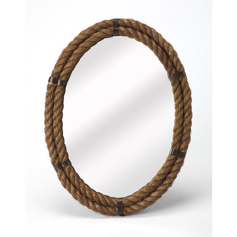 Butler Specialty Darby Oval Rope Wall Mirrored, Light Brown image number 0