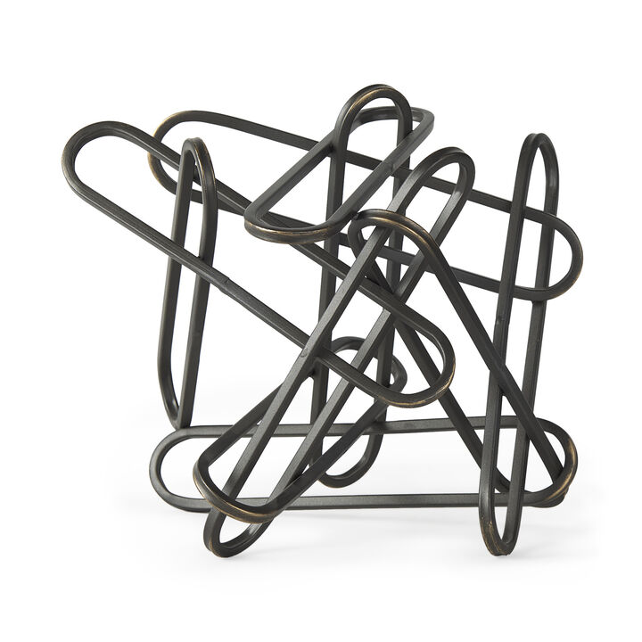 HomeRoots 12" Black Metal Abstract Tabletop Sculpture