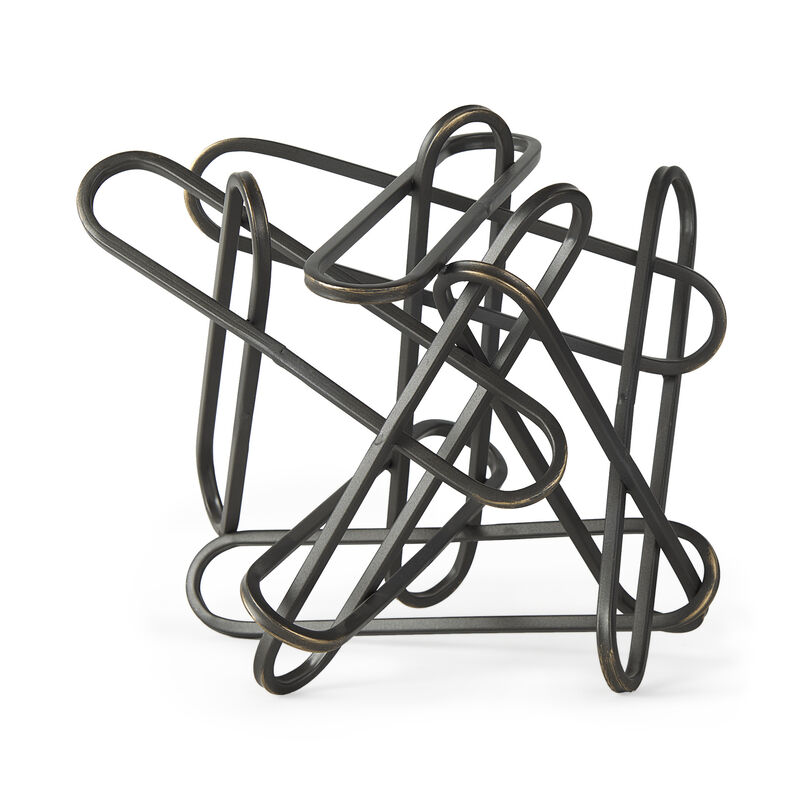 HomeRoots 12" Black Metal Abstract Tabletop Sculpture image number 0