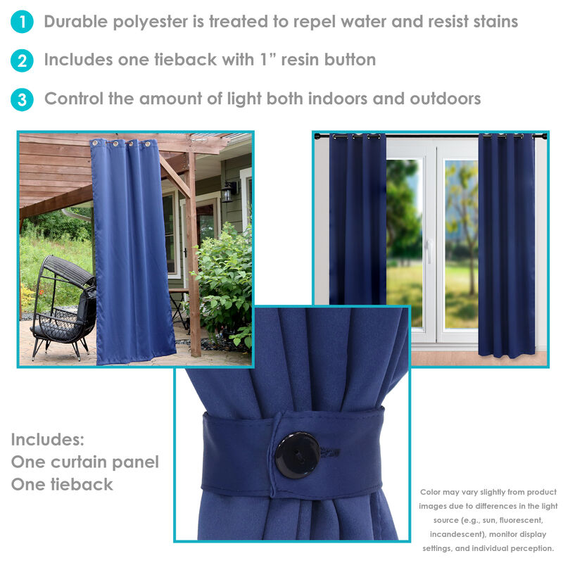 Sunnydaze Outdoor Blackout Curtain Panel - 52 in x 108 in