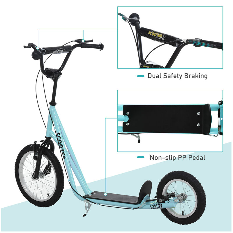 BreeBe Teens Youth Scooter Ride On Toy with Adjustable Handlebar, Dual Brakes, and Inflatable Wheels image number 4