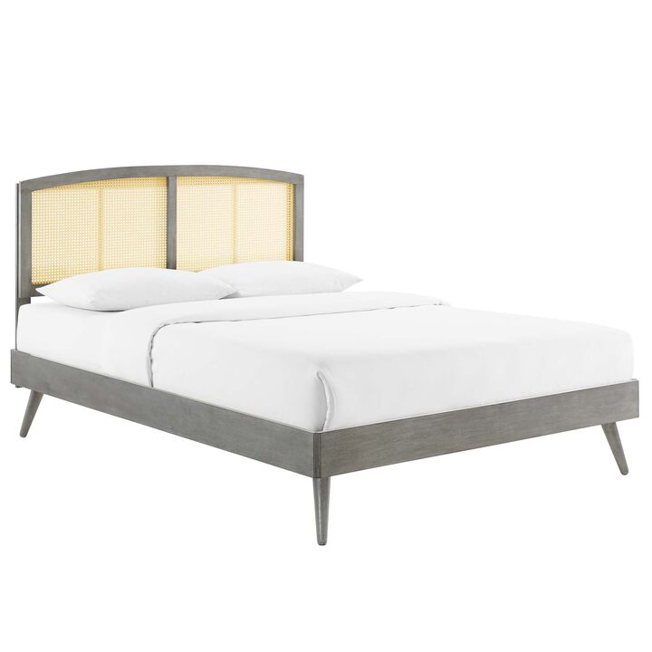 Modway - Sierra Cane and Wood Full Platform Bed with Splayed Legs