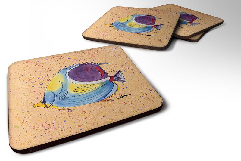 Caroline's Treasures 8529FC Tropical Fish Foam Coasters (Set of 4), 3.5 H x 3.5 W, Multicolor