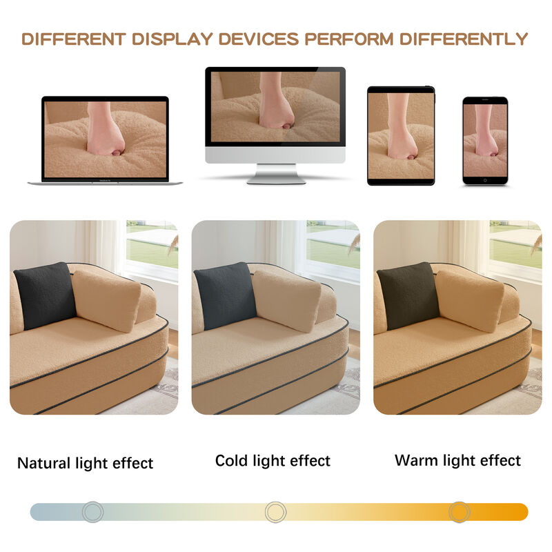 TATEUS Teddy Fabric 32D Boneless Sofa with L-Shaped Chaise