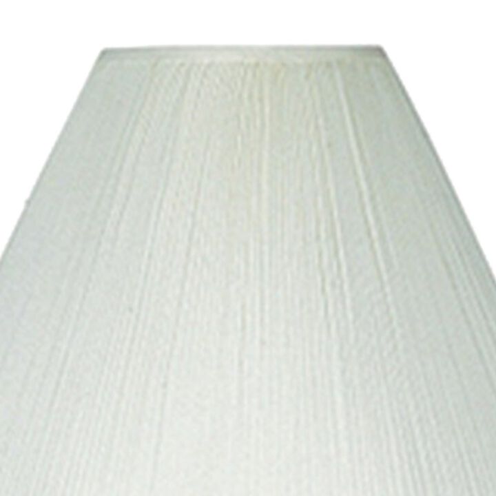 Stalk Design Metal Floor Lamp with Fabric Pleated Shade, Cream-Benzara