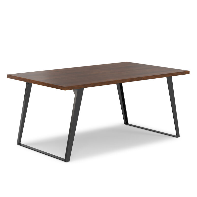 Lowry 66 inch x 40 inch Rectangle Modern Industrial Dining Table in Walnut Veneer image number 8