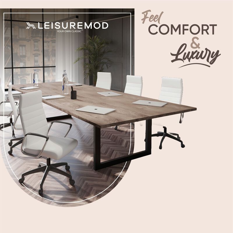 LeisureMod Hilton Modern High Back Leather Conference Office Chair with Adjustable Height & Swivel – Ergonomic and Stylish Office Seating