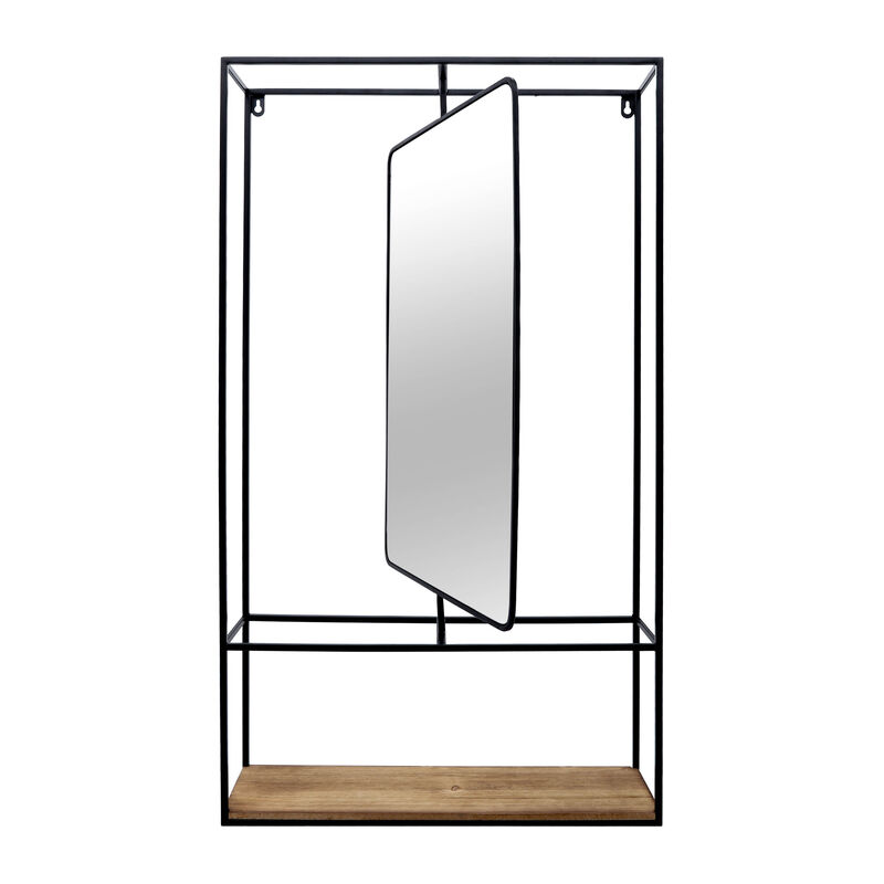 Metal/Wood Wall Shelf w/Mirror image number 2