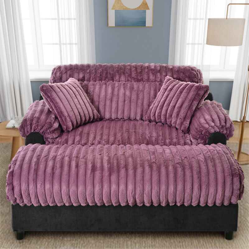 Merax Plush Faux Rabbit Fur Chaise Sofa image number 2