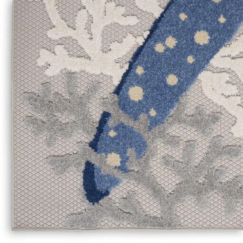 HomeRoots 7' X 10' Navy Blue And Gray Starfish Indoor Outdoor Area Rug image number 5