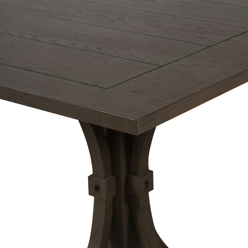 Merax Farmhouse Dining Table with Reinforced Cross Base, Solid Rubberwood Frame image number 6