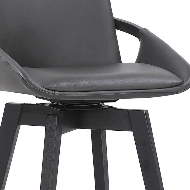 Hivvago 31 Inch Gray and Black Fabric and Iron Bar Height Swivel Bar Chair