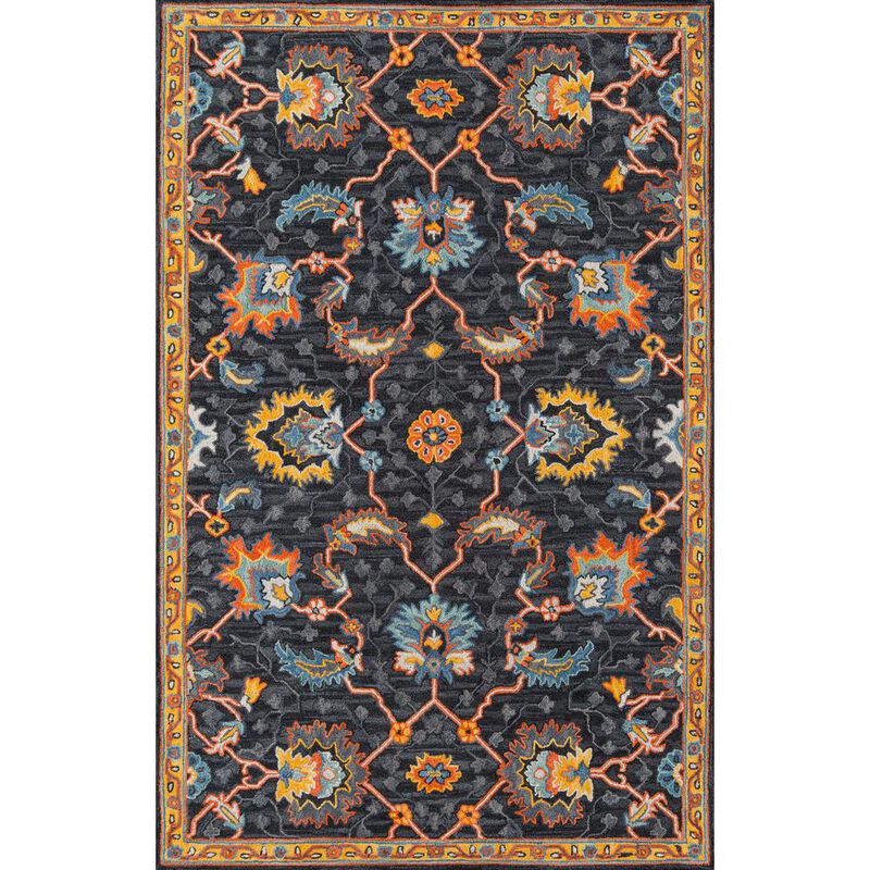 Momeni Traditional Rectangle Area Rug, Charcoal, 3' X 5'