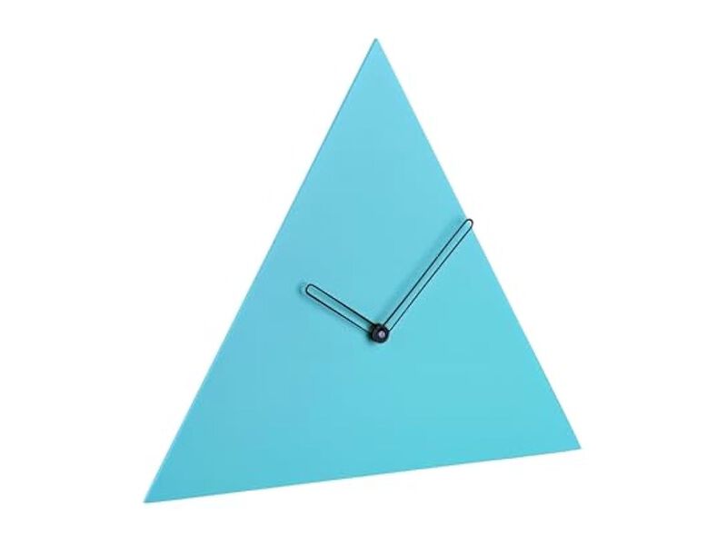 Triangle Mdf Wood Minimalist Turquoise Wall Clock 30 Cm Blue Modern image number 3