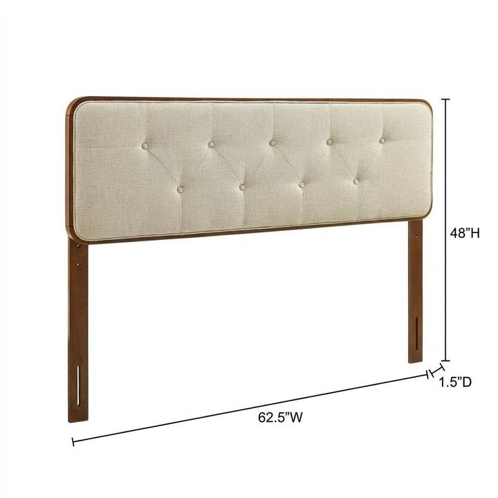 Tufted Queen Headboard in Fabric and Wood with Sturdy Frame and Elegant Design