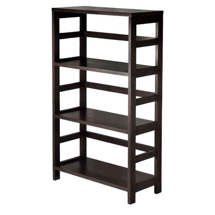 Hivvago 3-Shelf Wooden Shelving Unit Bookcase in Espresso Finish