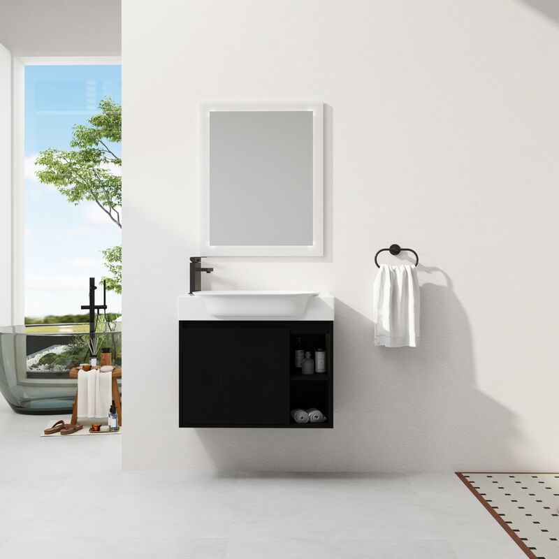 ELEMENT ACE Wall-Mounted Bathroom Vanity with Ceramic Sink and Soft-Close Doors for Modern Spaces image number 1