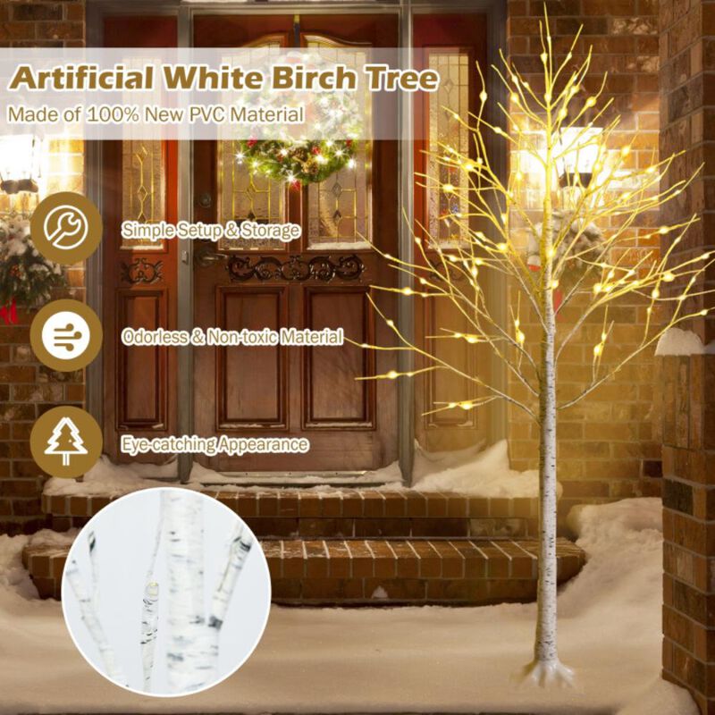 Hivvago Pre-lit White Twig Birch Tree for Christmas Holiday with LED Lights
