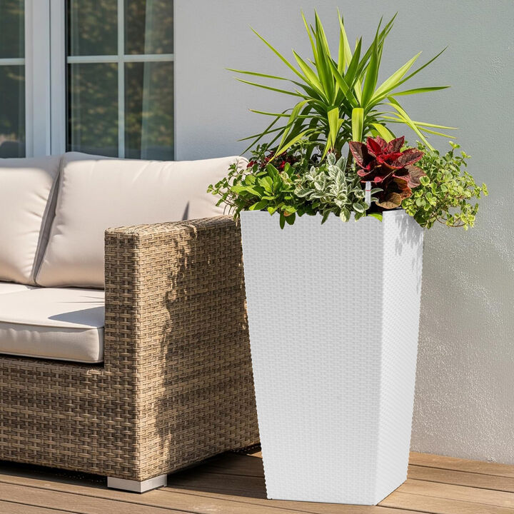 WOW PIONEER 30 Inch Tall Large Self-Watering Planter Pot with Drainage Holes, Inner Trays, Water Level Monitor for Indoor Outdoor Garden Patio Porch Backyard