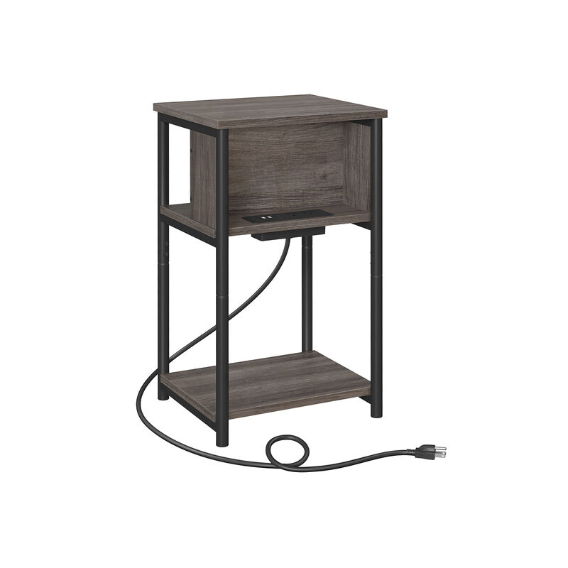 Side Table with Charging Station - 3-Tier End Table with USB Ports and Outlets for Convenient Charging image number 0