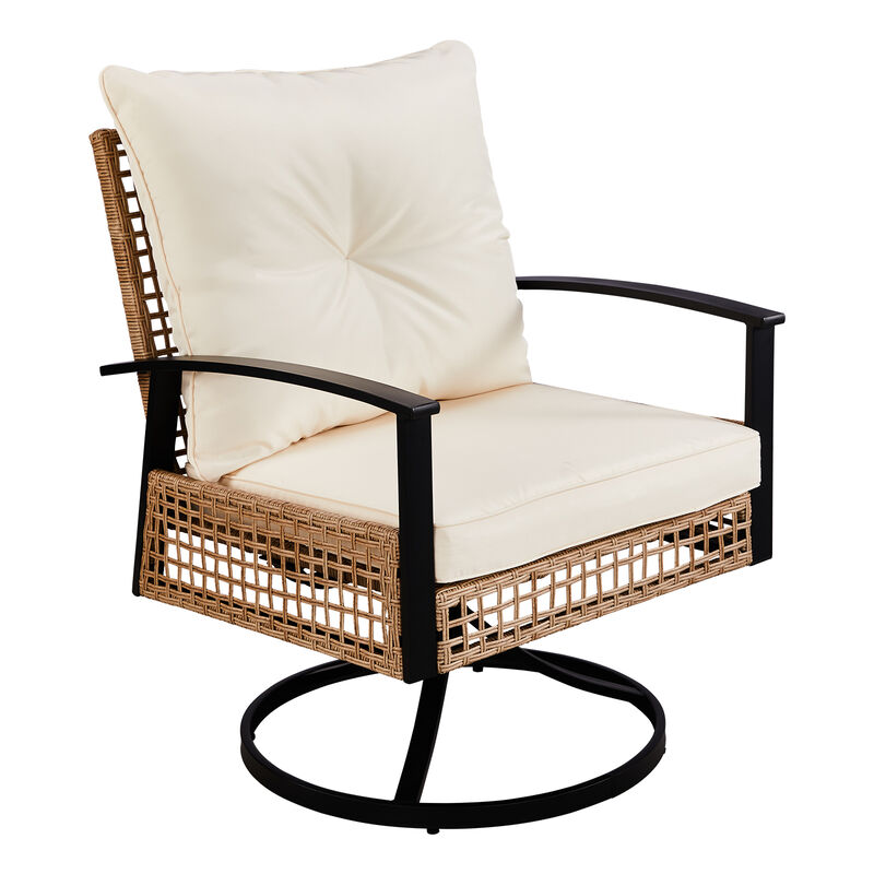 3-Piece Outdoor Wicker Patio Set &ndash; 2 Swivel Rocker Chairs and 1 Table for Comfortable Porch or Garden Seating image number 8