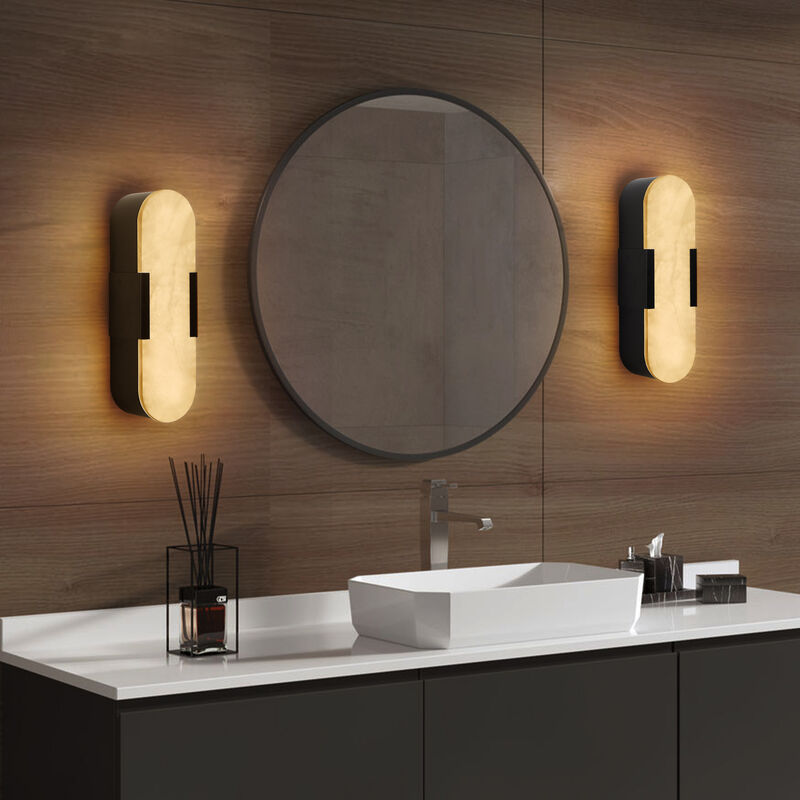 3.5 in. LED Wall Sconce with Marble Shade (Set of 2)