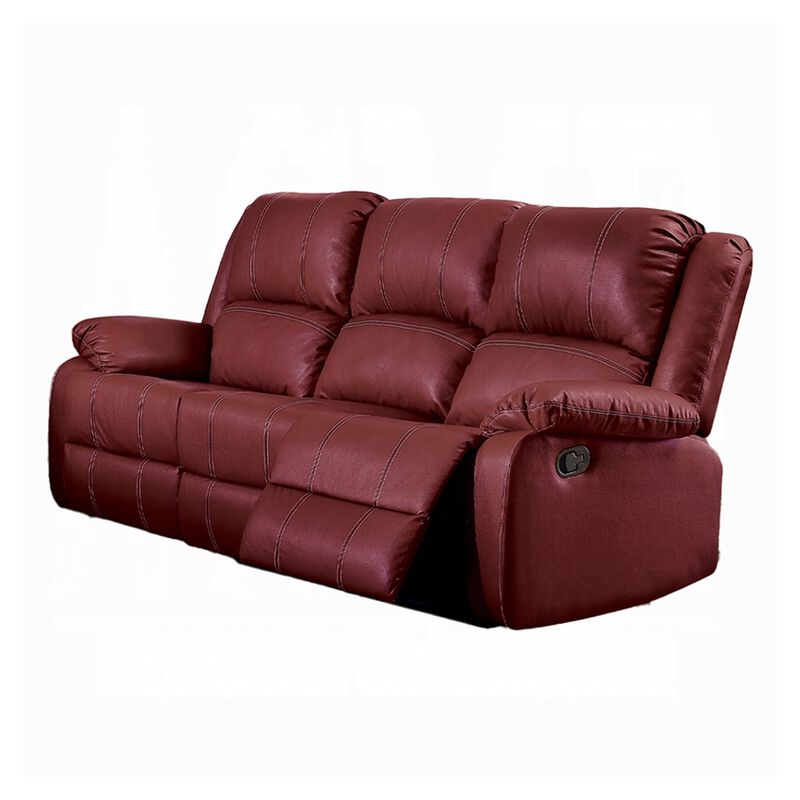 Zuru Motion Manual Recliner Sofa, 3 Seater, Plush Red Faux Leather