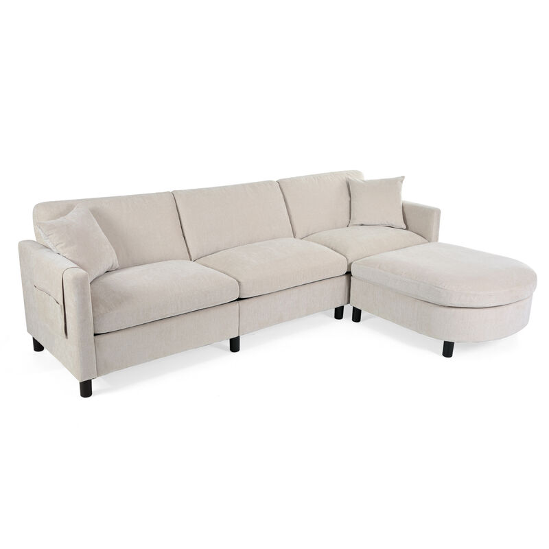 107.8" Sectional Sofa Couch 1 Ottoman image number 0