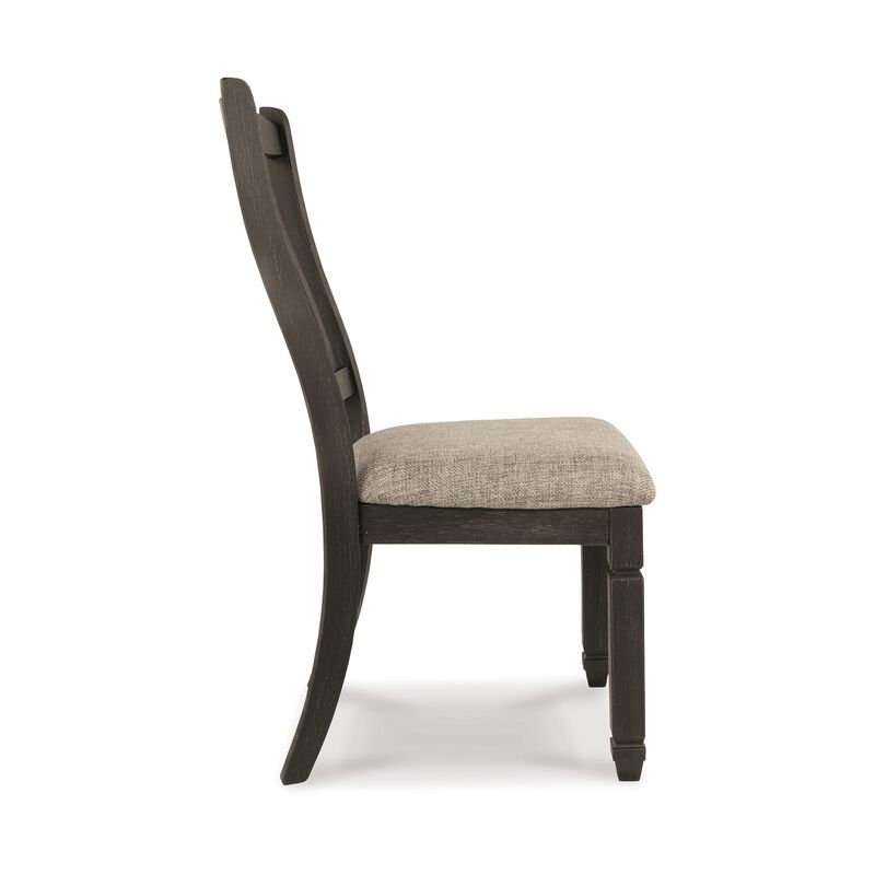 Trekk Dining Side Chair Set of 2, Slat Back Tapered Legs, Black Wood - Benzara