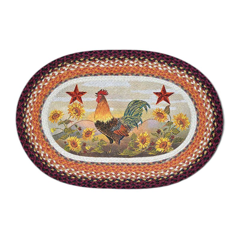 Earth Rugs Op-391 Morning Rooster Oval Patch 20 X 30 image number 0