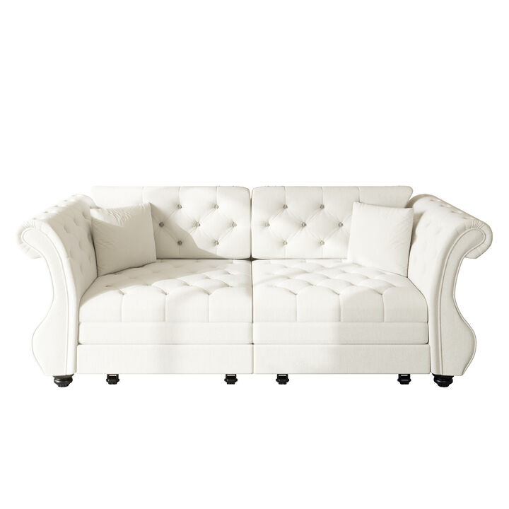 Merax Convertible Chesterfield Velvet Sofa Bed Loveseats