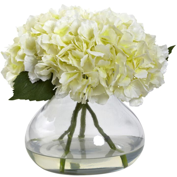Nearly Natural Large Blooming Hydrangea w/Vase Cream