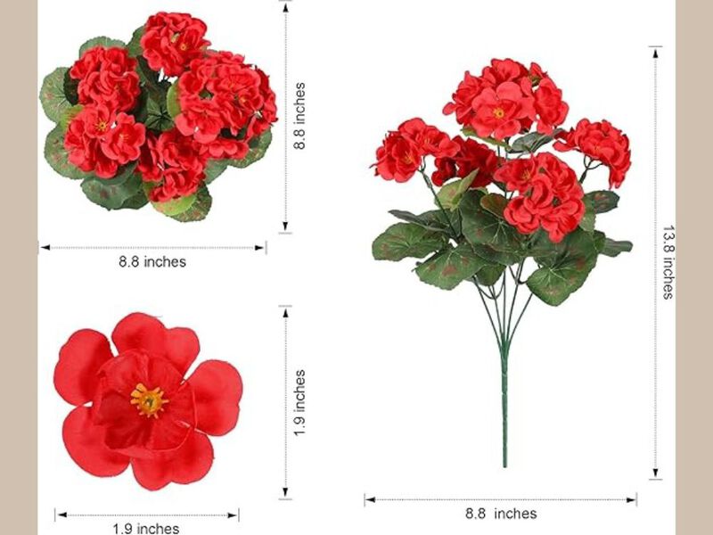 6 Bundle Red Artificial Outdoor Plants UV Resistant Garden Porch Decor image number 2