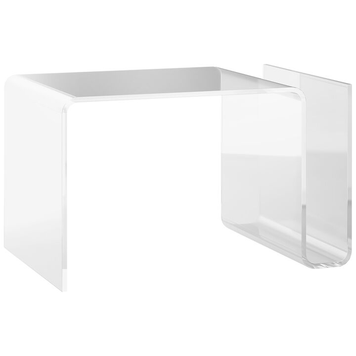 HOMCOM 2-Tier Acrylic Side Table, Modern S-Shaped End Table for Small Spaces, Home Decor Display, 14.25" x 16.25" x 23", Clear