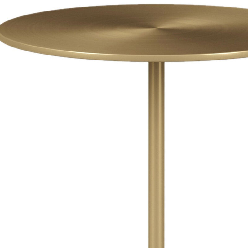 HomeRoots 20" White And Gold Steel And Marble Round End Table image number 2