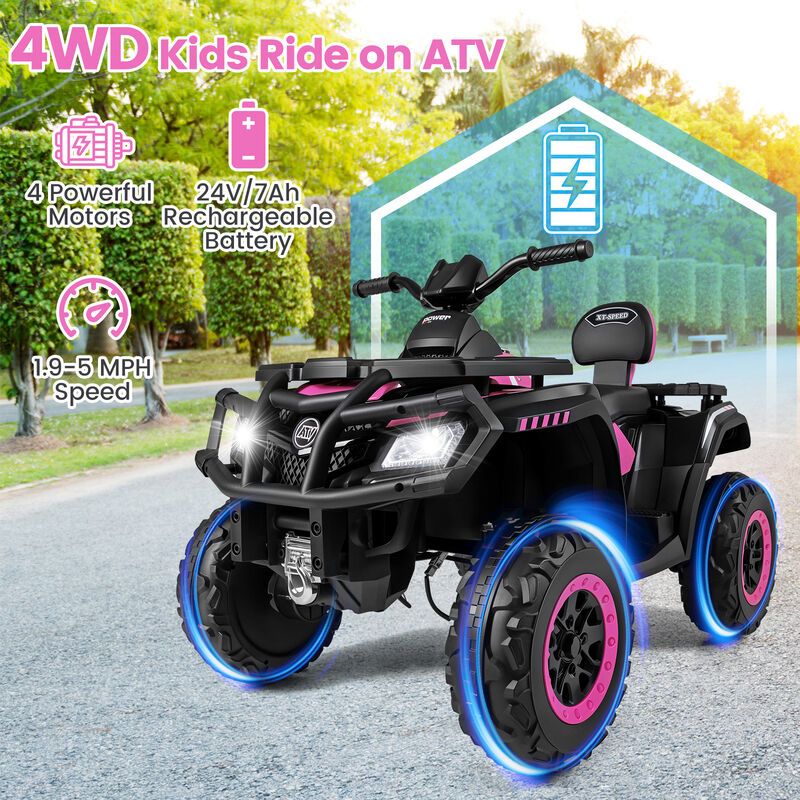 24V Two Seater Kids ATV Vehicle with 4 Motors Music and LED Light Features image number 5