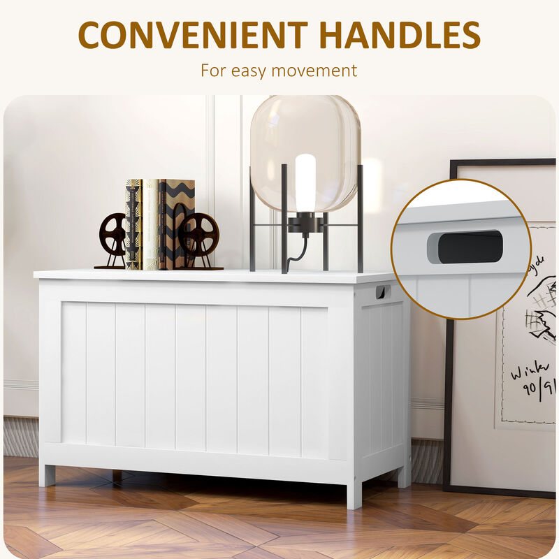 HOMCOM Storage Chest with 2 Safety Hinges, Wooden Toy Box for Living Room