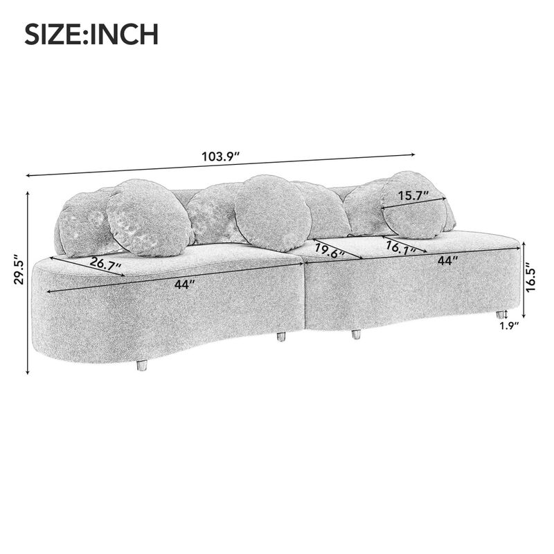 103.9" Modern Living Room Sofa Lamb Velvet Upholstered Couch Furniture for Home or Office, Green