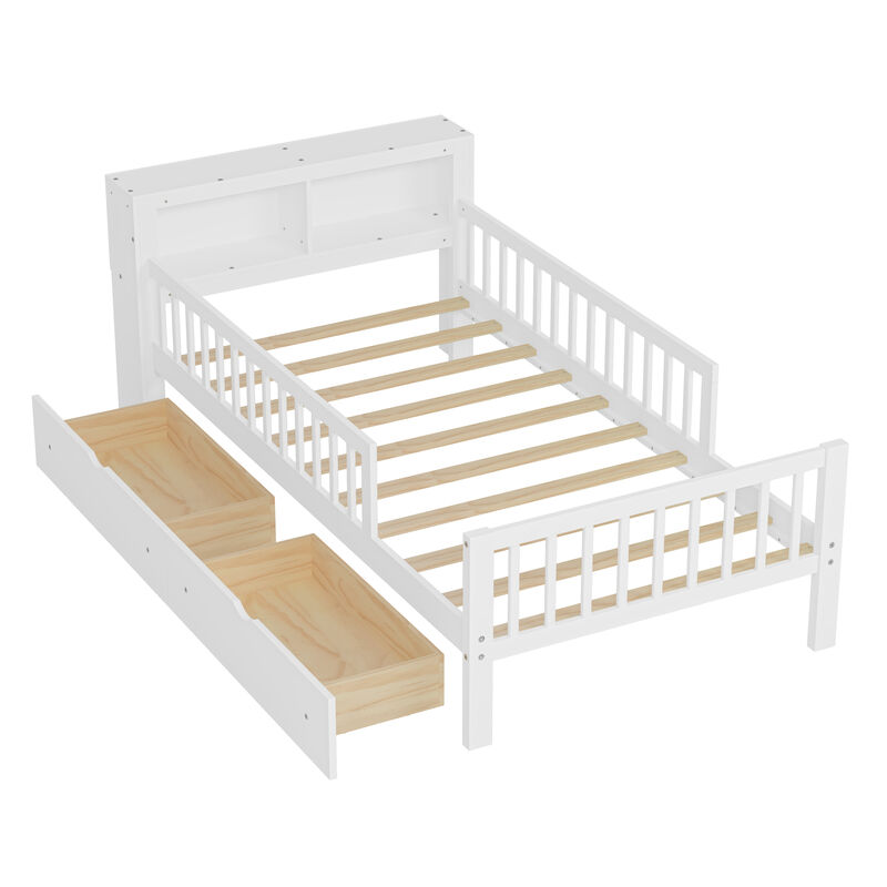 Merax Platform Bed with Headboard Storage Rack