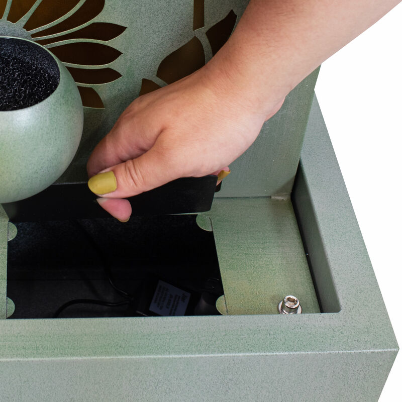 Sunnydaze Sunflower Fields Steel Outdoor Water Fountain with LEDs - 48.5"