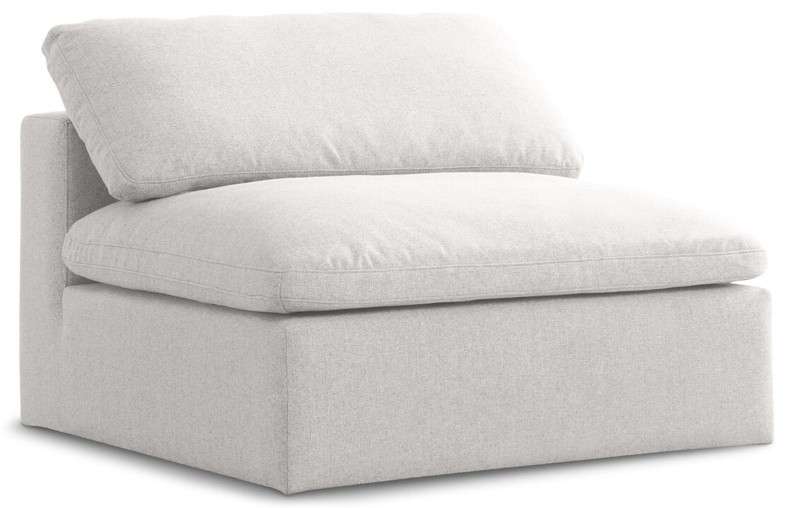 Meridian Furniture Serene Cream Linen Textured Fabric Deluxe Comfort Modular Armless Chair