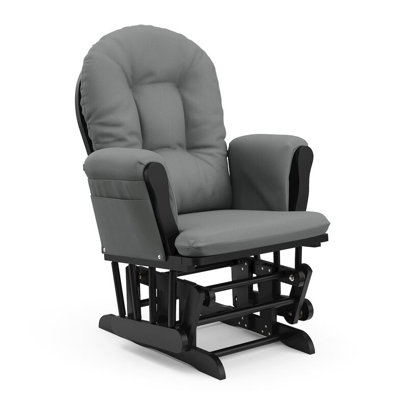 Storkcraft Hoop Glider and Ottoman - Black with Gray
